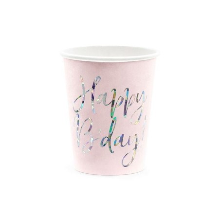 vasos cumpleanos rosas 6 uds