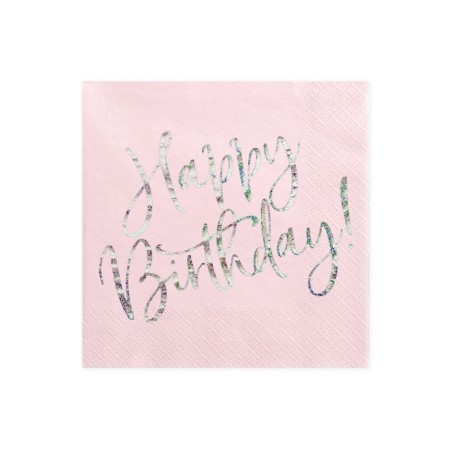 servilletas cumpleanos rosa 20 uds 33 cm