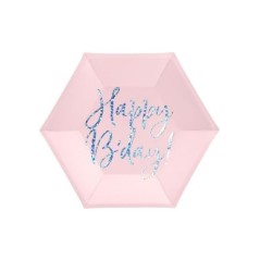 platos cumpleanos rosas 20 cm 6 uds