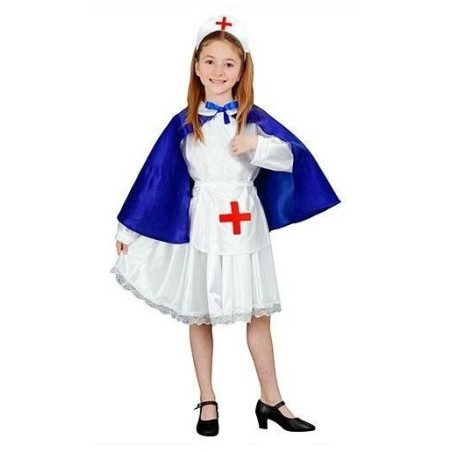 Disfraz enfermera blanca con capa  azul niña-Tus Disfraces