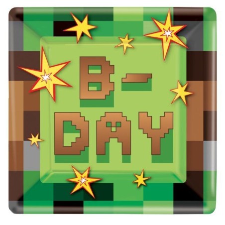 platos fiesta minecraft cumpleanos 8 uds
