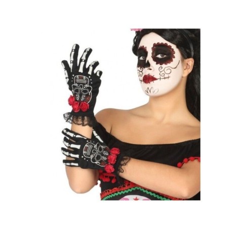 guantes para catrina esqueleto halloween mujer