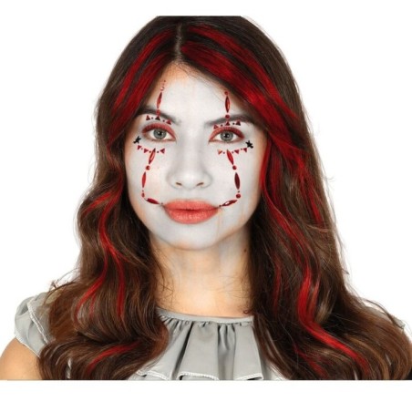 joyas faciales adhesivas rojas payaso