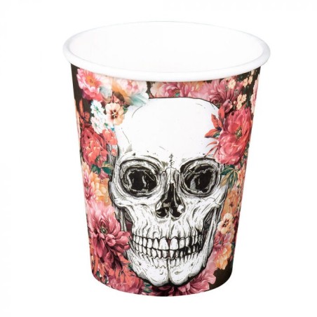 vasos calavera catrina rosas 10 uds
