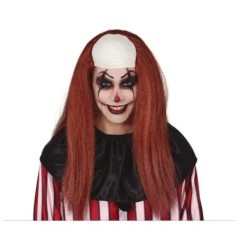 peluca calva con pelo castano payaso diabolico