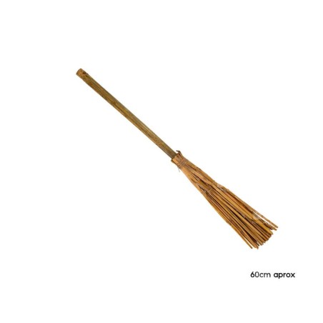 escoba de bruja infantil de paja 60 cm