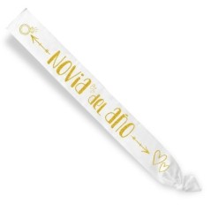 banda novia del ano blanca oro purpurina