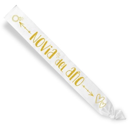 banda novia del ano blanca oro purpurina