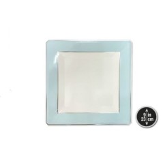 plato azul cuadrado 23 cm 6 uds