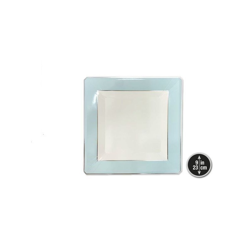 Plato azul cuadrado 23 cm 6 uds