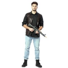 chaleco motorista cuero negro alas daryl walking dead talla ml hombre