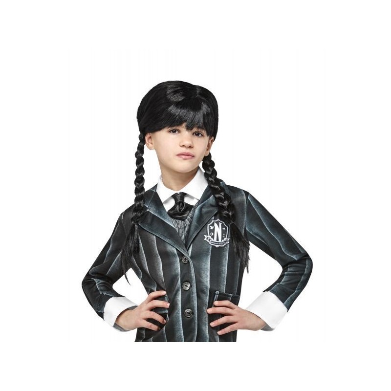 Peluca Miercoles Addams infantil original con flequillo