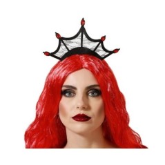 diadema tela gotica con piedras rojas