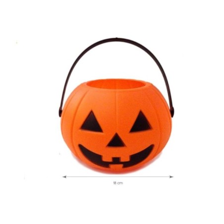 cesto calabaza naranja 18 cm recogecaramelos halloween