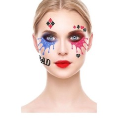 maquillaje glitter face harley quinn