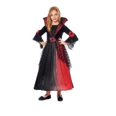 disfraz vampiresa rojo y negro deluxe para nina