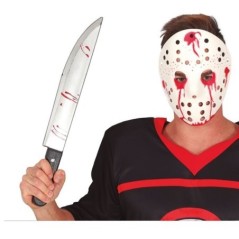 cuchillo asesino con sangre 50 cm complemento disfraz