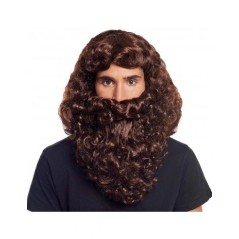 peluca con barba castana para rey mago gaspar