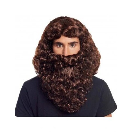 peluca con barba castana para rey mago gaspar