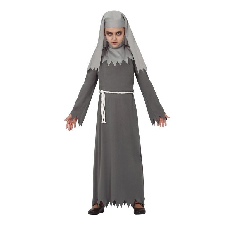 Disfraz Monja gotica gris para niña halloween