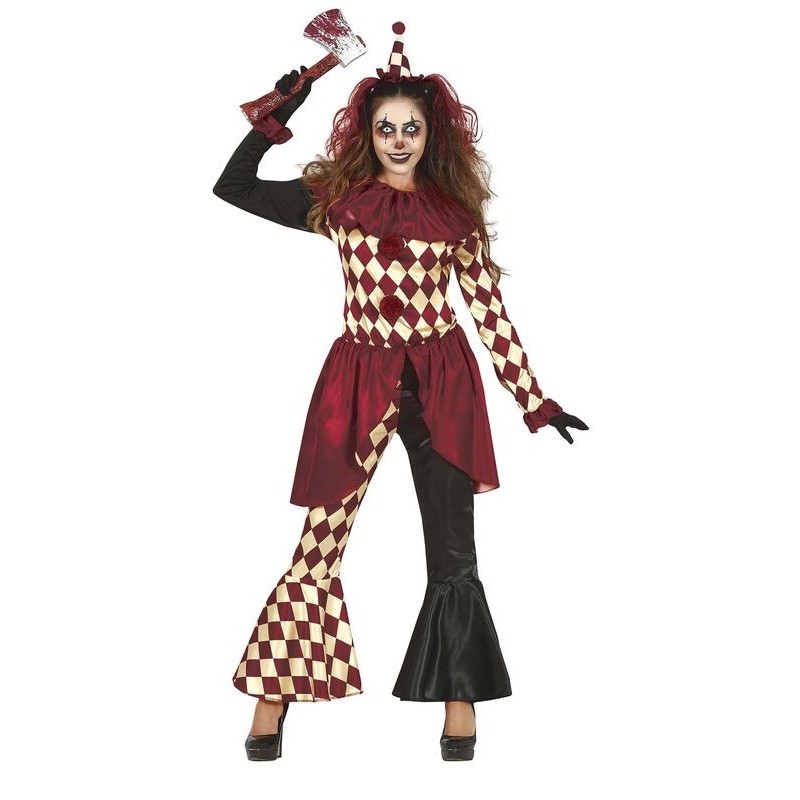 Disfraz payasa halloween rombos arlequin tallas