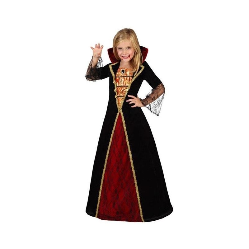 Disfraz vampiresa negro y rojo deluxe tallas niña