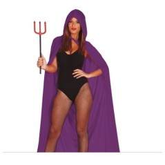 capa morada con capucha terciopelo 130 cm