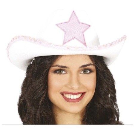 sombrero vaquero blanco estilo barbie