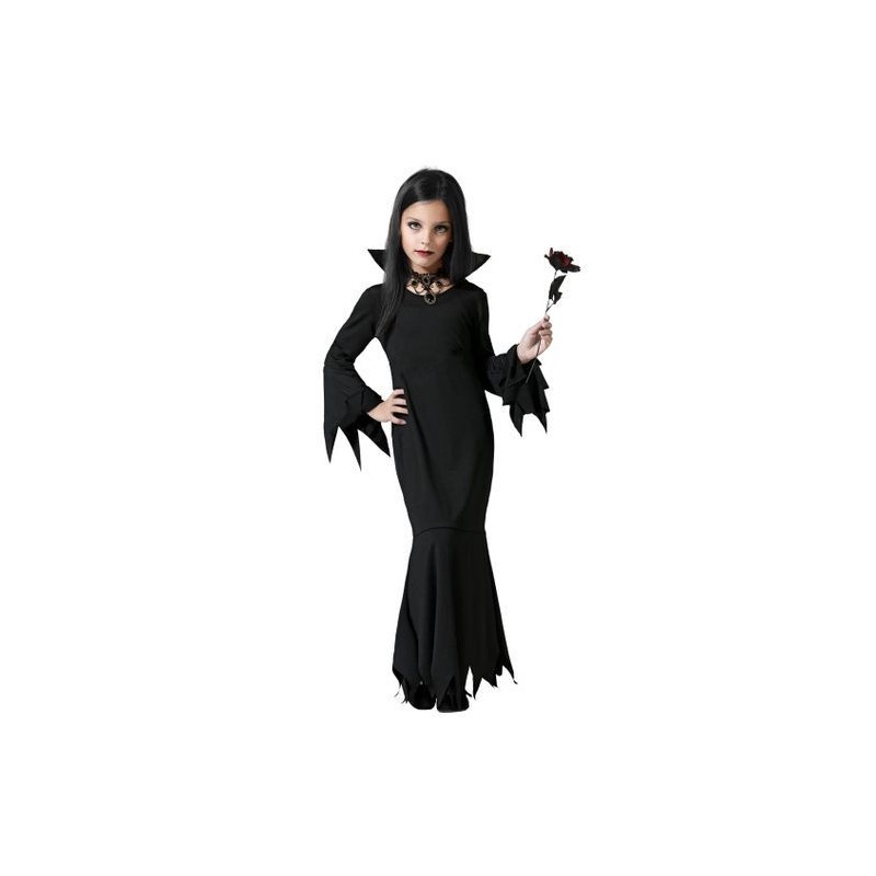 Disfraz bruja negra morticia infantil tallas