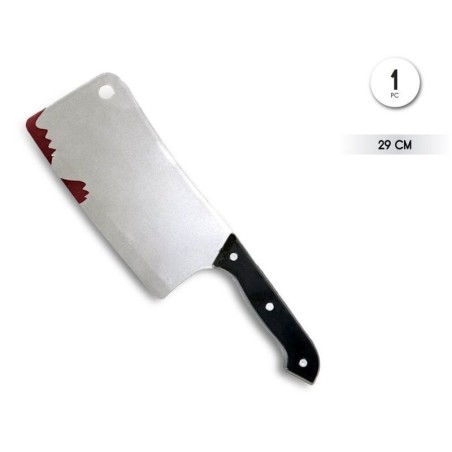 cuchillo carnicero simil acero con sangre 29 cm