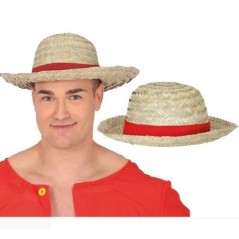 sombrero paja con cinta roja luffy one peace