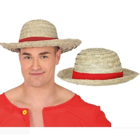 sombrero paja con cinta roja luffy one peace