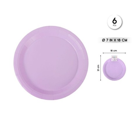 plato lila deshechable 6 uds 18 cm cumpleanos