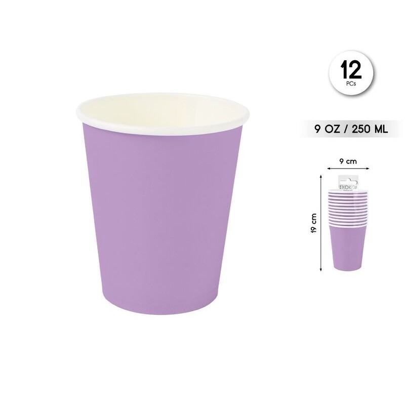 Vasos Lila cumpleaños 12 uds