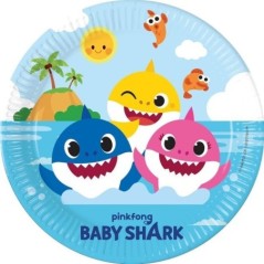 platos de papel baby shark 23cm 8 unidades