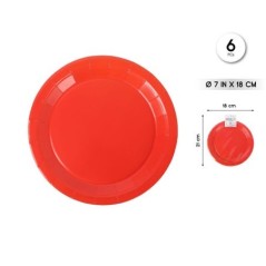 platos rojos cumpleanos 6 uds 18 cm