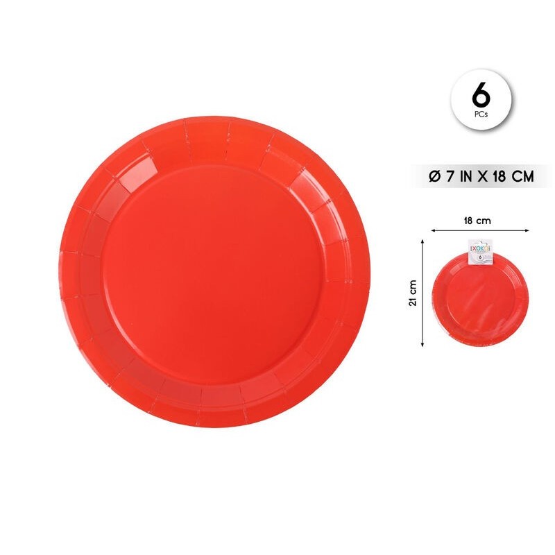 Platos rojos cumpleaños 6 uds 18 cm