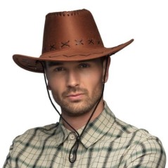sombrero vaquero marron adulto efecto cuero