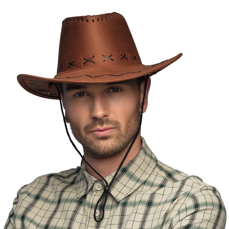 Sombrero vaquero marron adulto efecto cuero