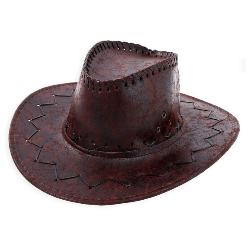 Sombrero vaquero marron oscuro simil cuero adulto