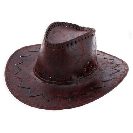 sombrero vaquero marron oscuro simil cuero adulto