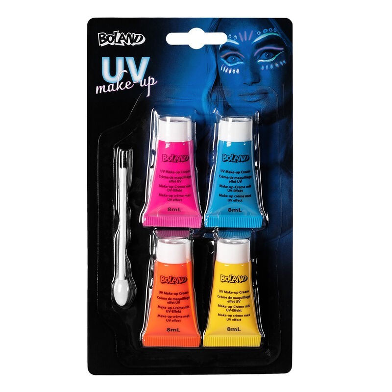 Pintura facial neon UV 4 colores + aplicador