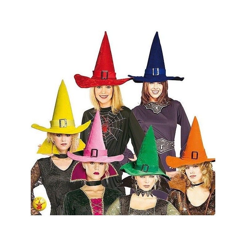 SOMBRERO BRUJA TERCIOPELO COLORES HALLOW EEN