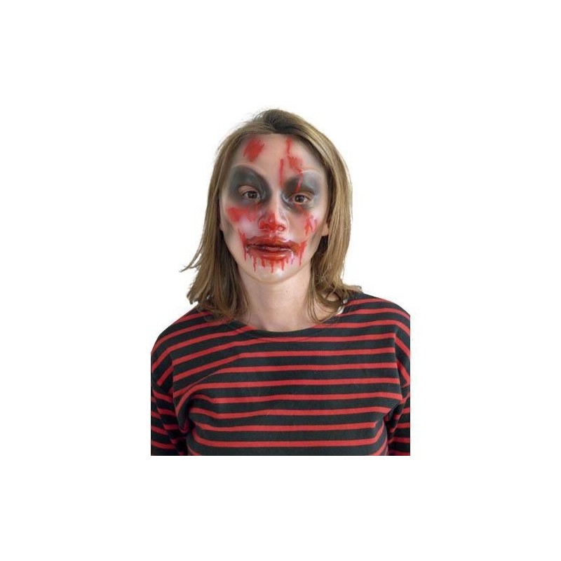 Mascara zombie mujer transparente sangre
