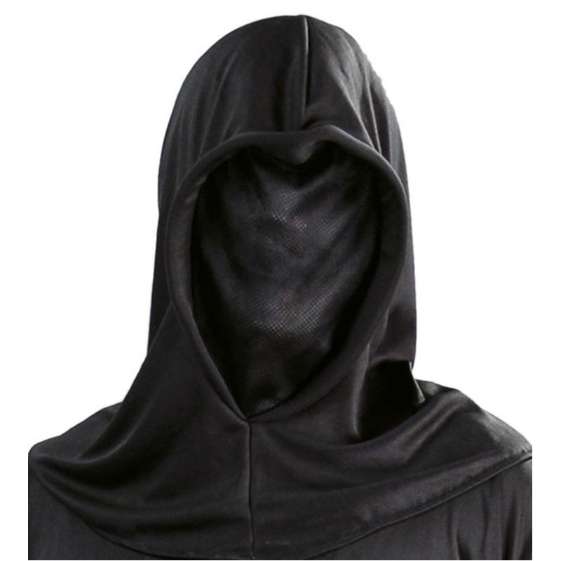 Careta sin rostro capucha negra tela halloween