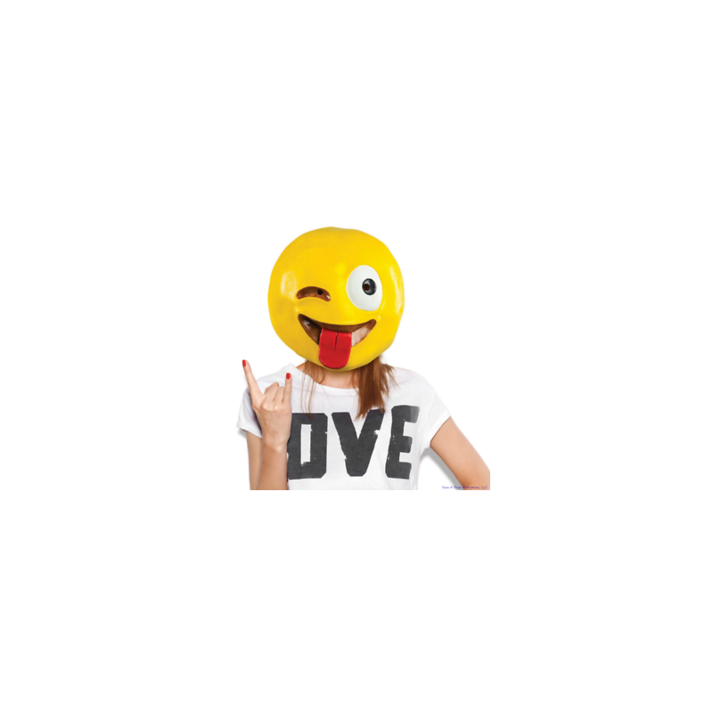 Mascara Emoji giño con lengua cabeza entera de latex