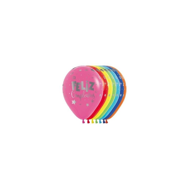 Globos feliz cumpleaños metalico 12 uds 30 cm