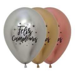 Globos feliz cumpleaños Reflex deluxe Sempertex 12 uds 30 cm 7703340174198 R12 FCUM DLX