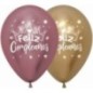 Globos reflex feliz cumpleaños 12 uds oro rosado