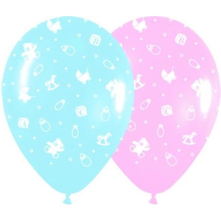 Globos rosas y azules bebe 10 uds de 12